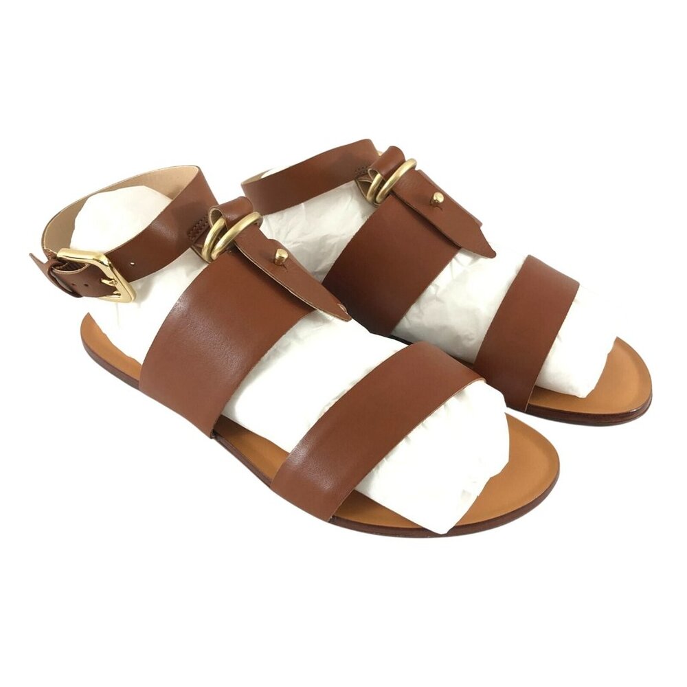 Massimo Matteo Womens Sandals Strappy Leather Open Toe Brown Size 10